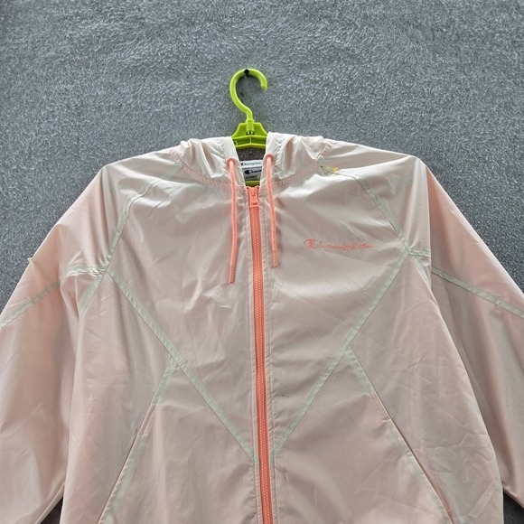 Champion Women Jacket L Pink Logo Embroidery Windbreaker Activewear Zipper - Picture 5 of 10